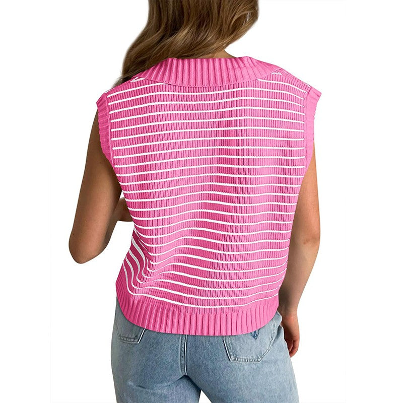 Mariel Striped Knit Vest