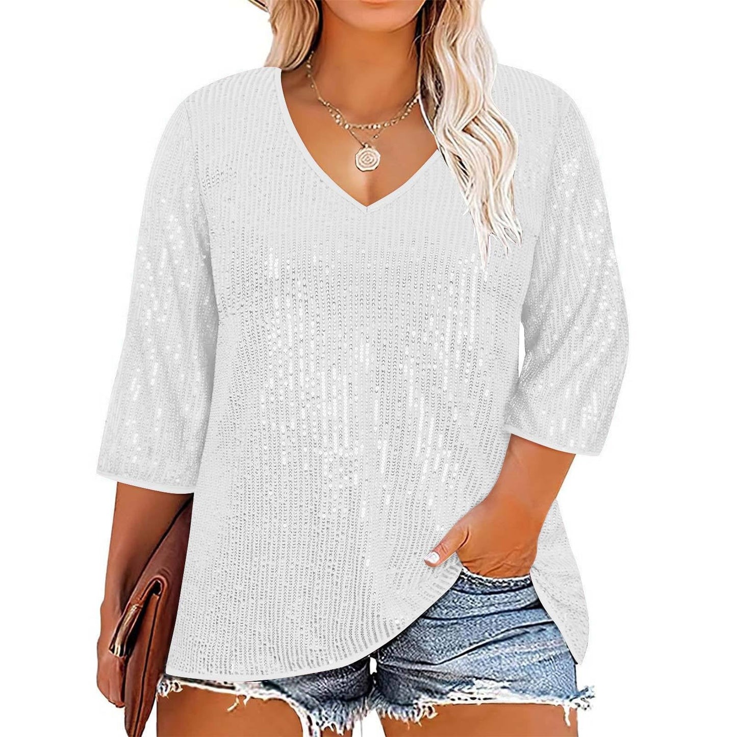 Selina Sequin V-Neck Top