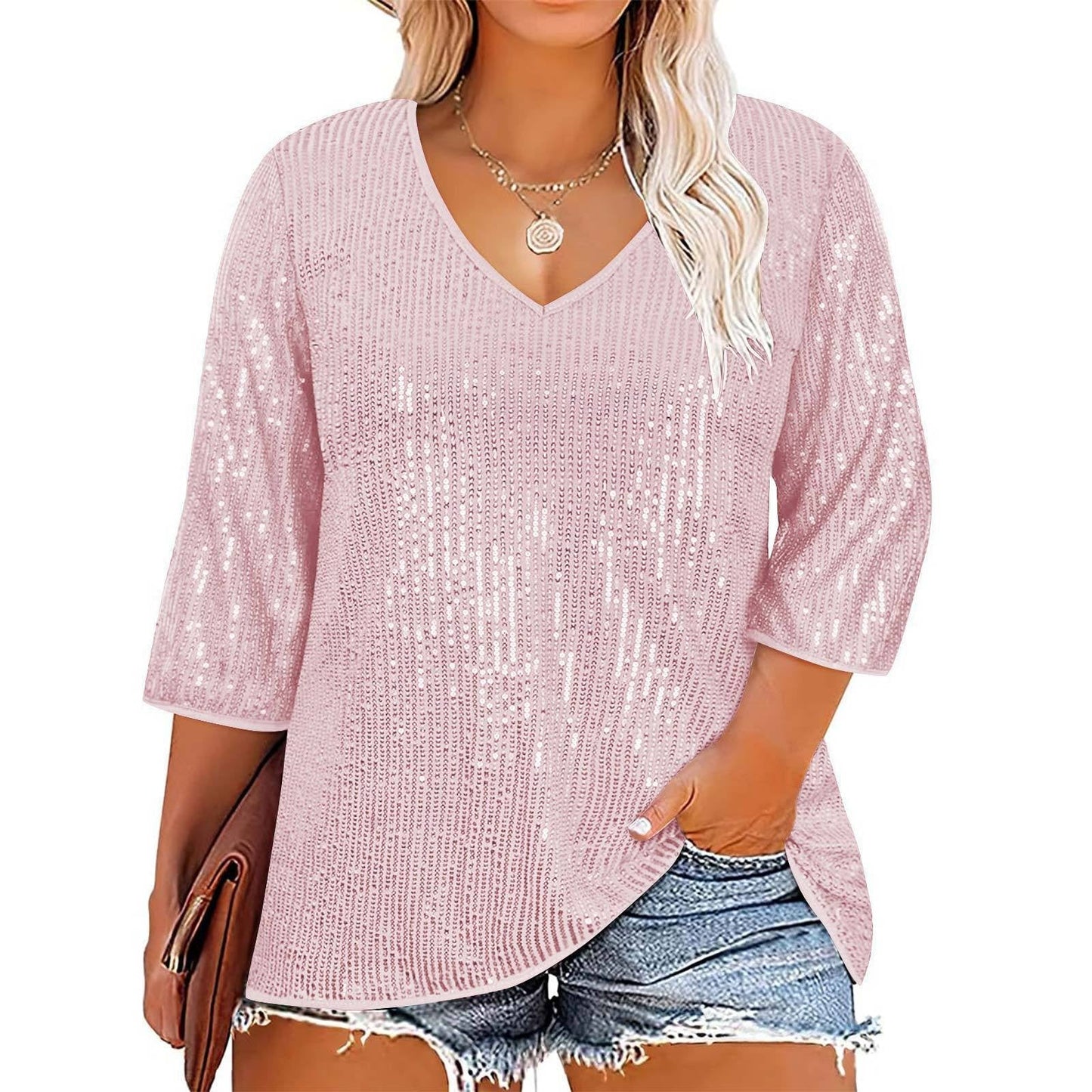 Selina Sequin V-Neck Top
