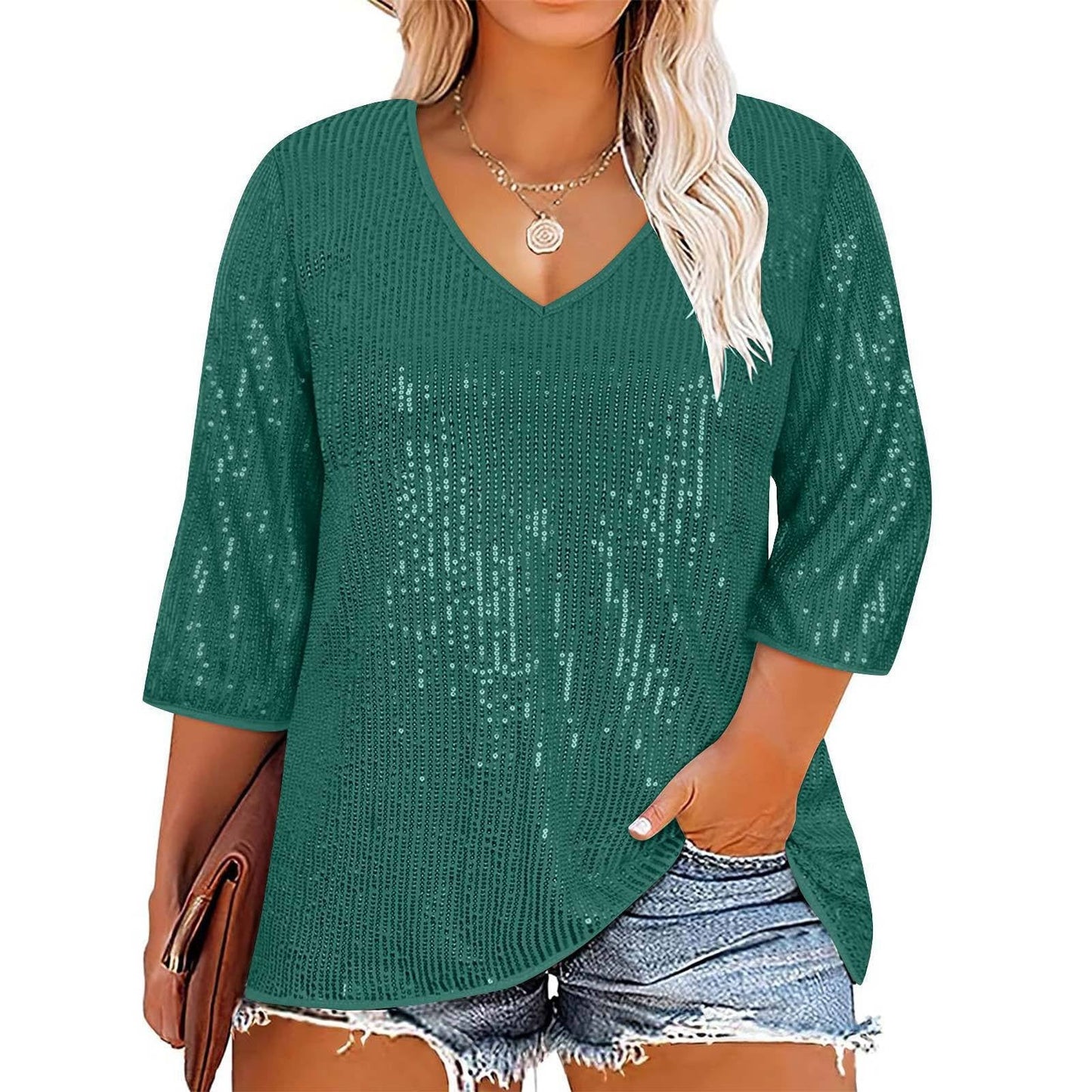 Selina Sequin V-Neck Top