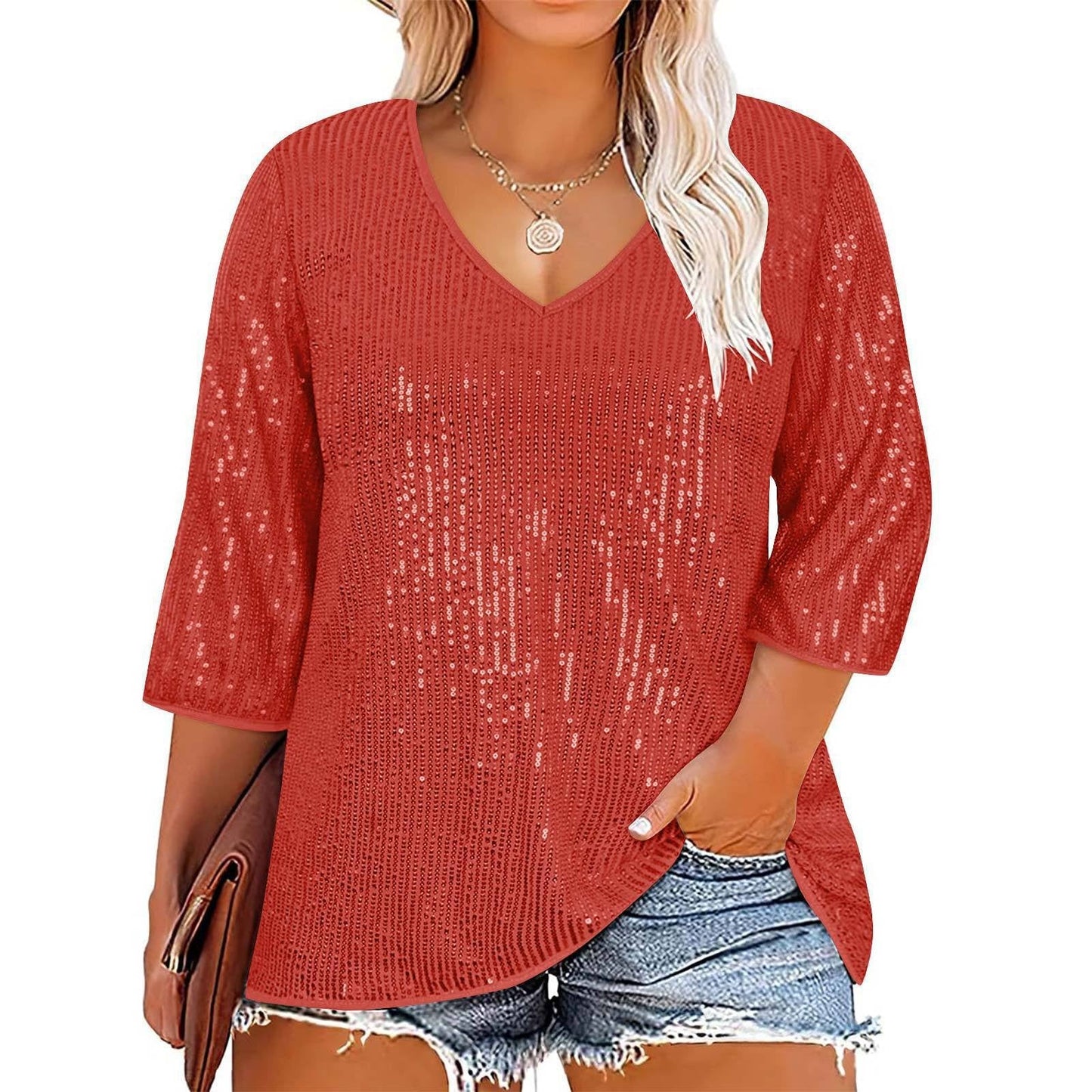 Selina Sequin V-Neck Top