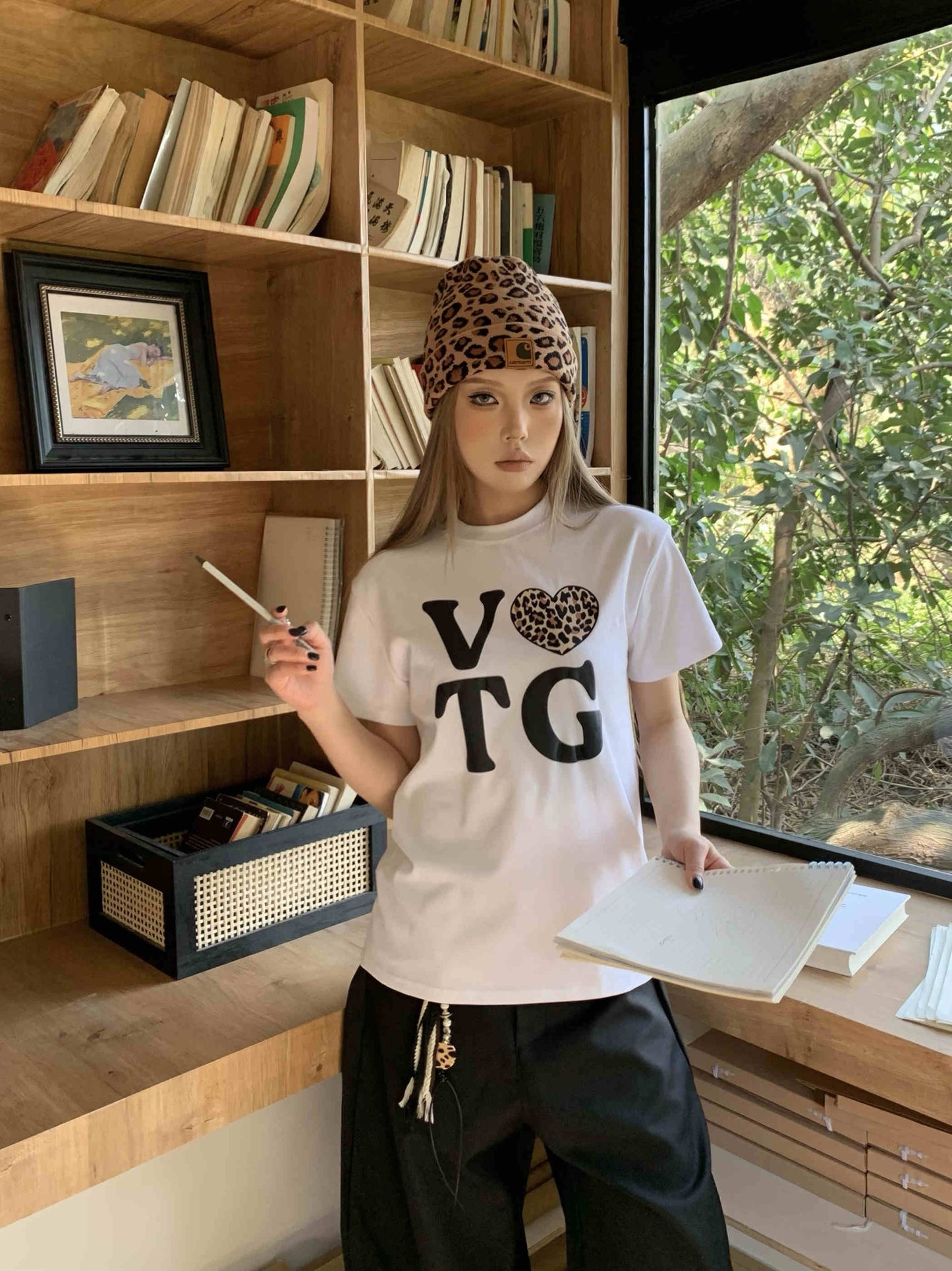 Selora Retro Love Letter Print Loose T-Shirt